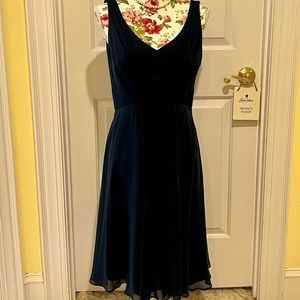 Ann Taylor midnight blue sleeveless silk dress size 6